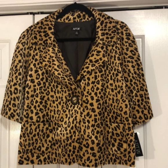 Apt 9 Retro Jacket Windbreaker 60's Style XL Leopard Print Fall Spring New Tags - Picture 5 of 10